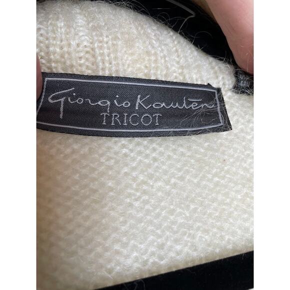 Giorgio Kauten Tricot Cardigan Sweater Womens Size 6 Cream Old Money Classic - Picture 6 of 14